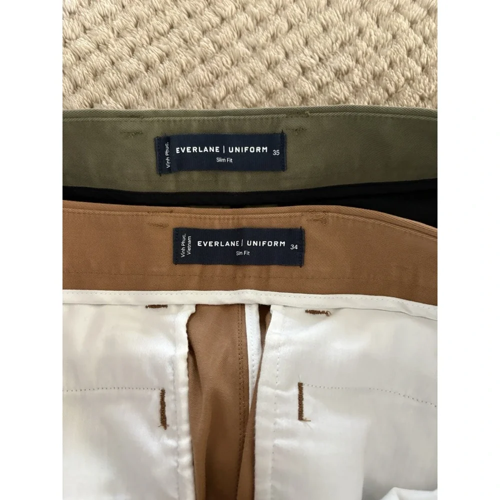 Everlane Lot of 2 Mens Uniform Slim Fit Shorts Size 34 Tan Green